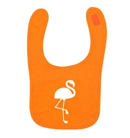Pink flamingo orange baby bib
