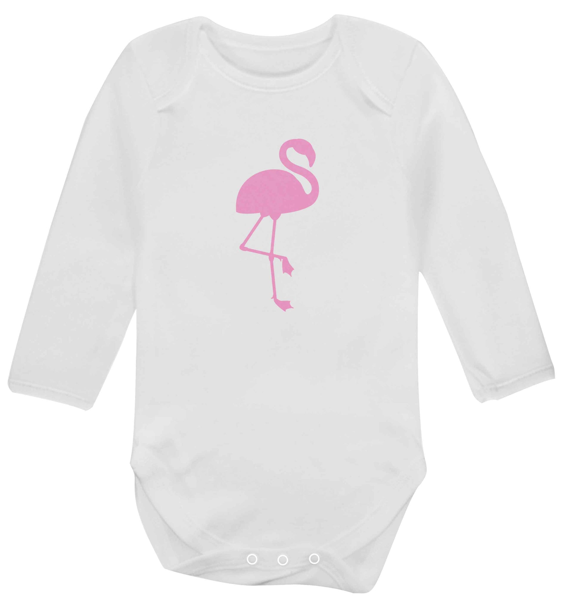 Pink flamingo baby vest long sleeved white 6-12 months