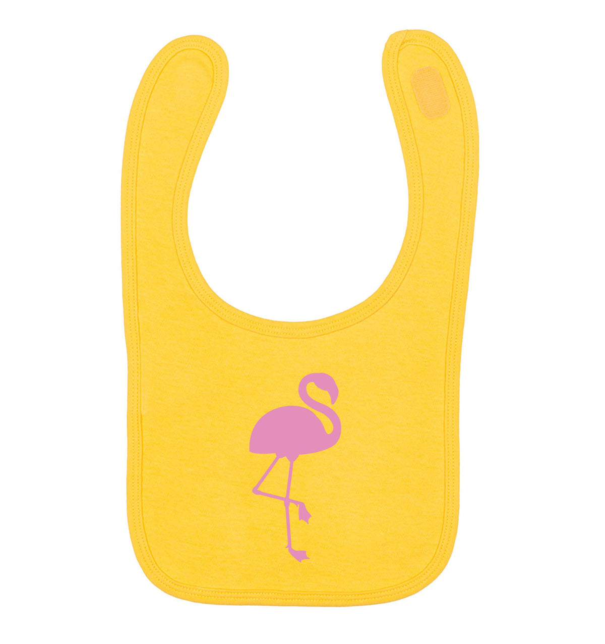 Pink flamingo yellow baby bib