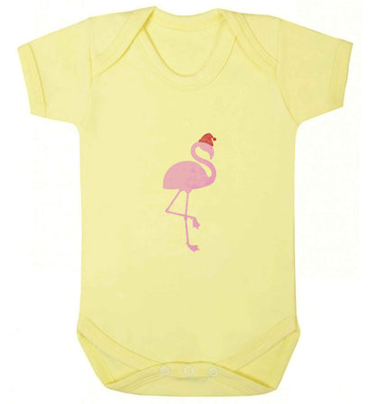 Pink flamingo santa baby vest pale yellow 18-24 months