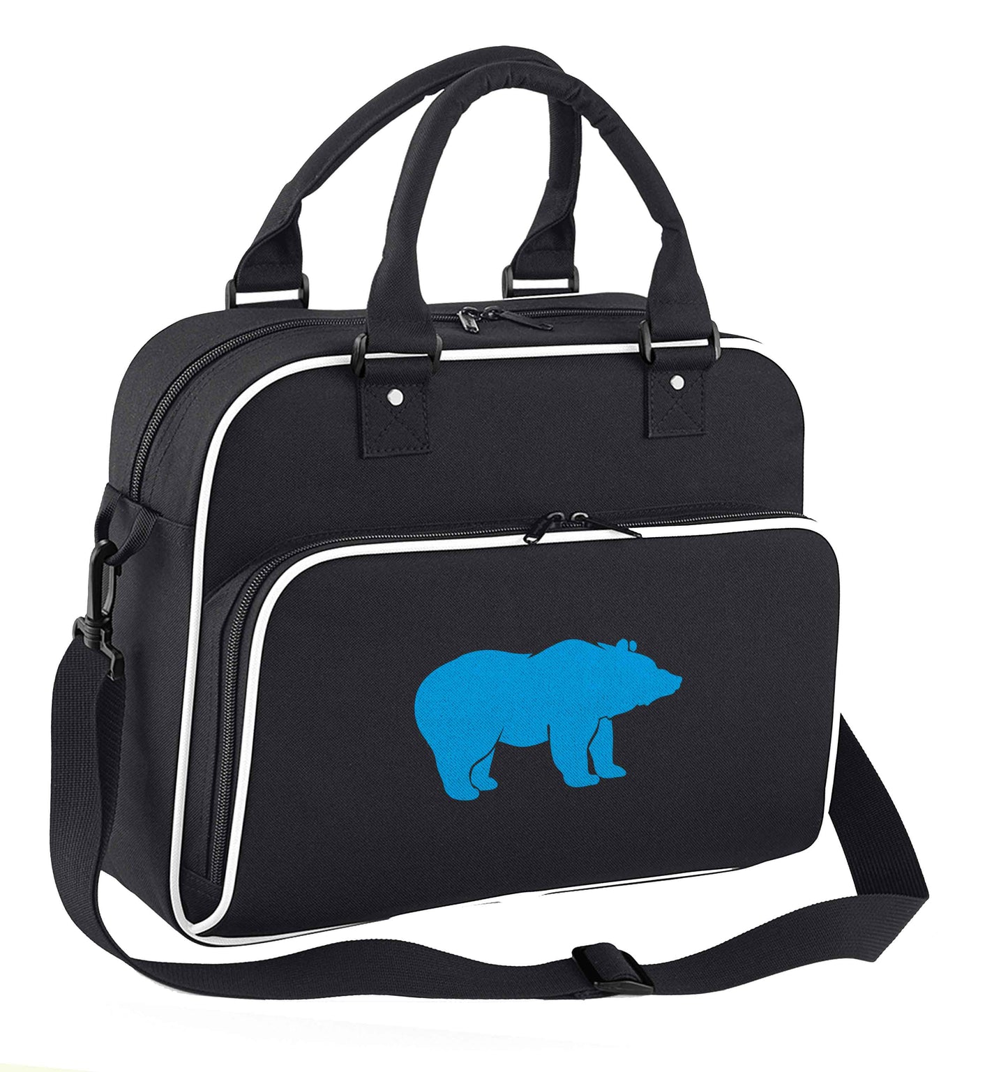 Blue bear children's dance bag black with white detail