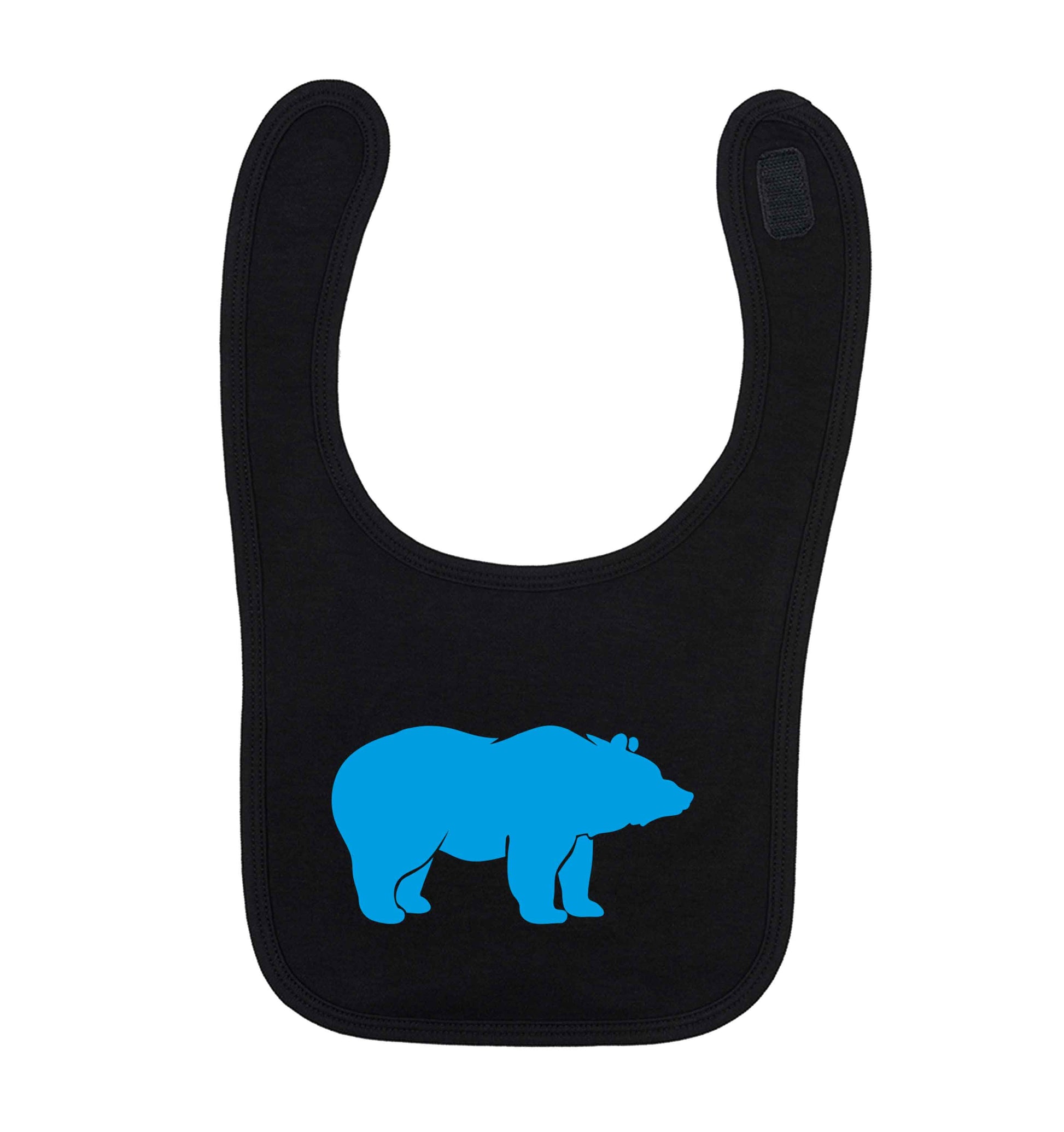 Blue bear black baby bib
