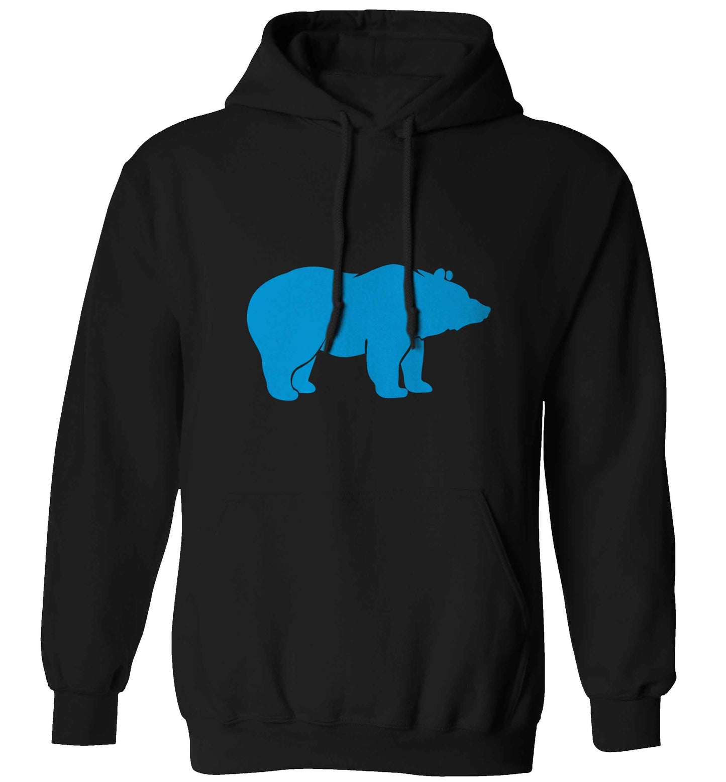 Blue bear adults unisex black hoodie 2XL