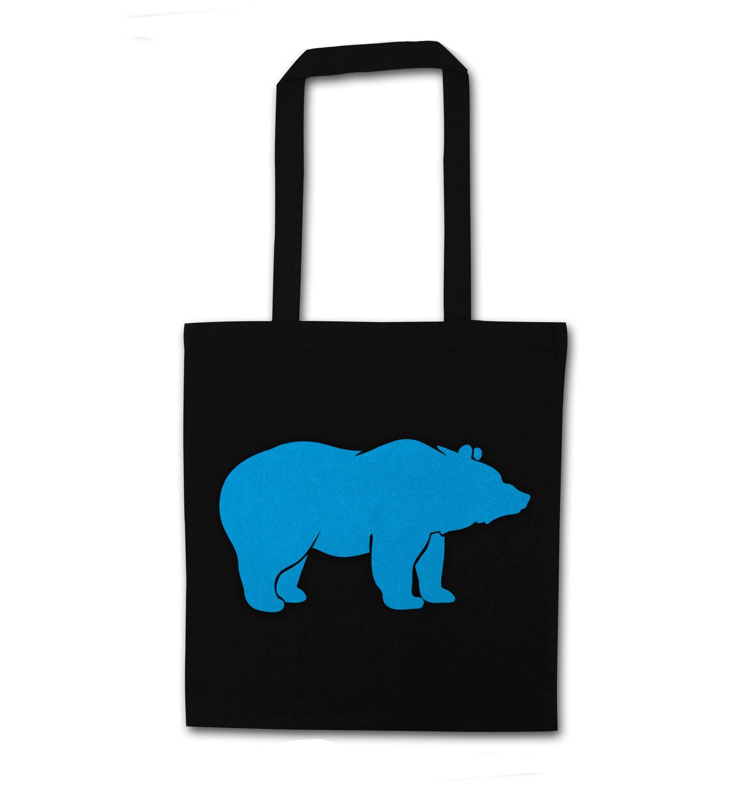 Blue bear black tote bag