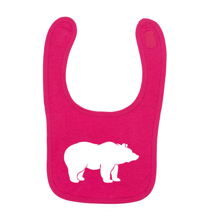 Blue bear dark pink baby bib