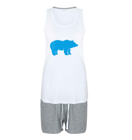 Blue bear size XL women's pyjama shorts set in pink 
