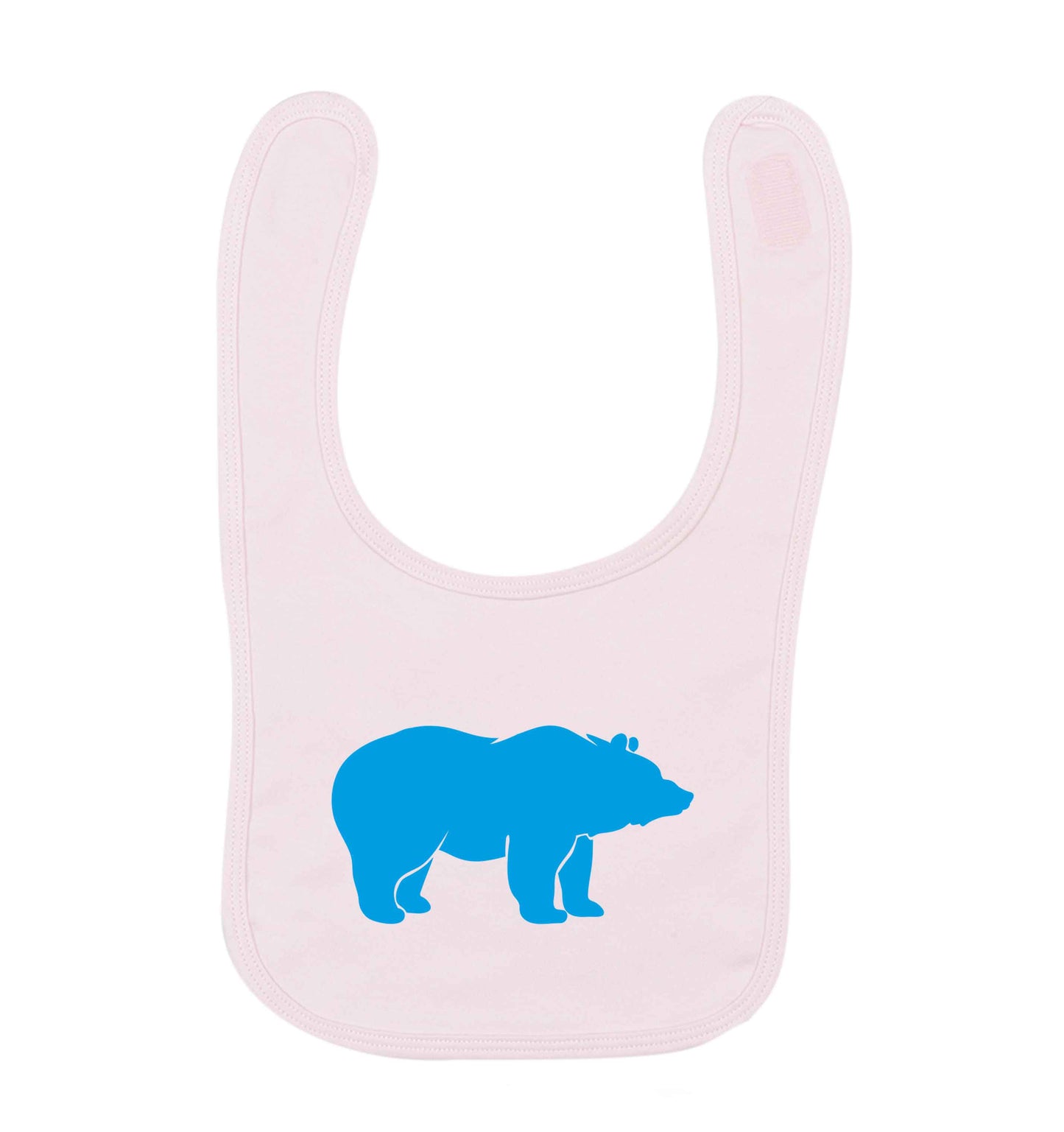 Blue bear pale pink baby bib