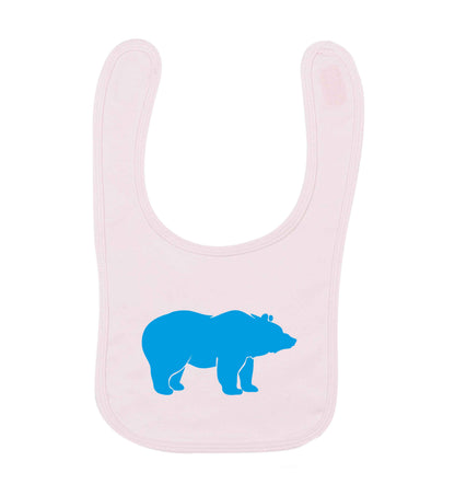 Blue bear pale pink baby bib