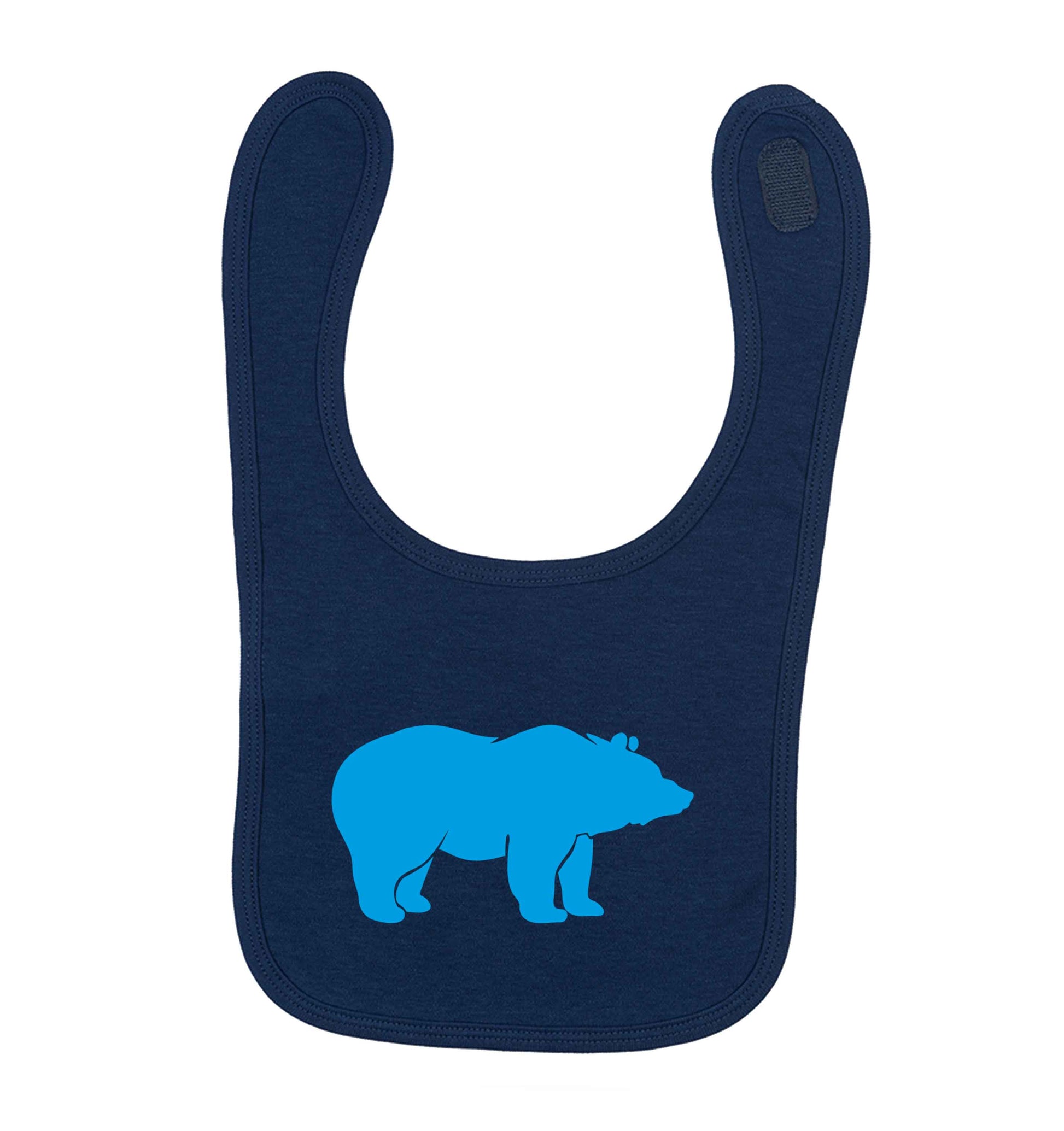 Blue bear navy baby bib