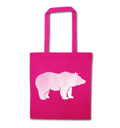 Blue bear pink tote bag