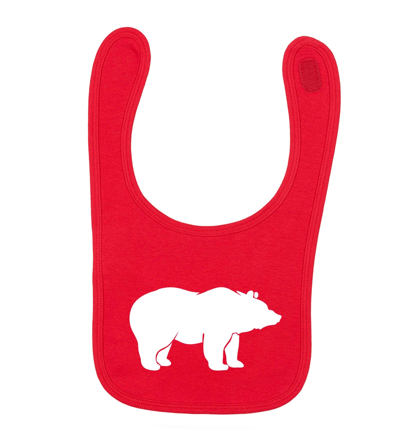 Blue bear red baby bib