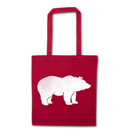 Blue bear red tote bag