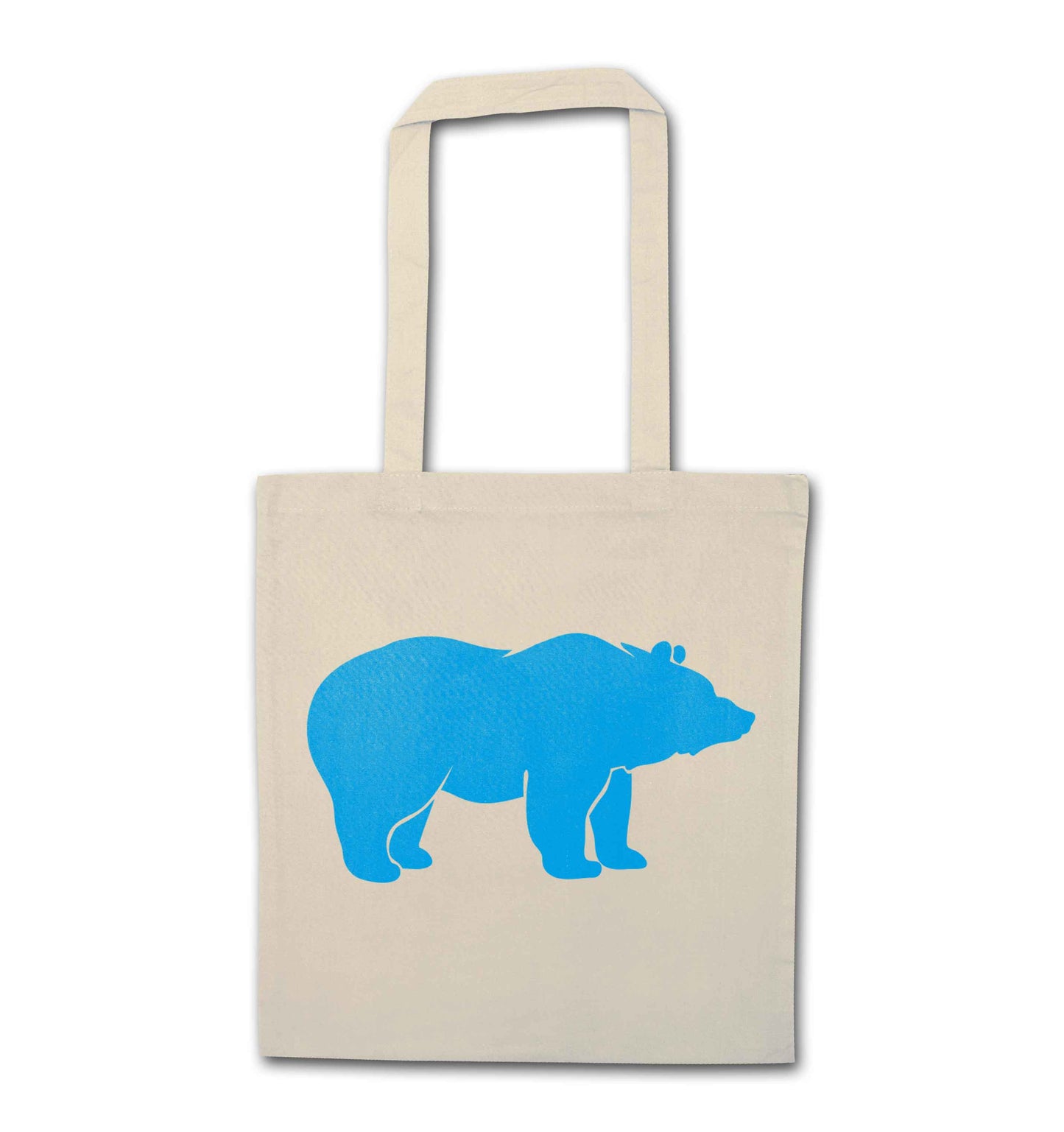 Blue bear natural tote bag