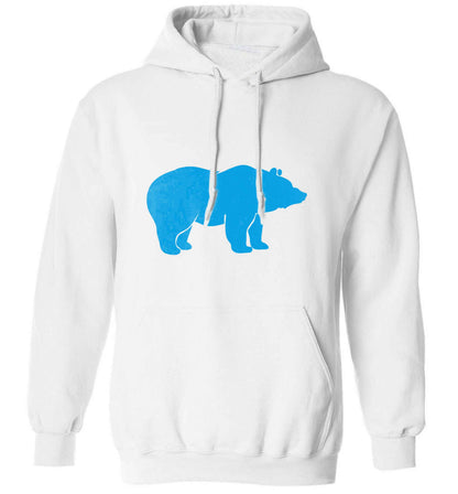 Blue bear adults unisex white hoodie 2XL