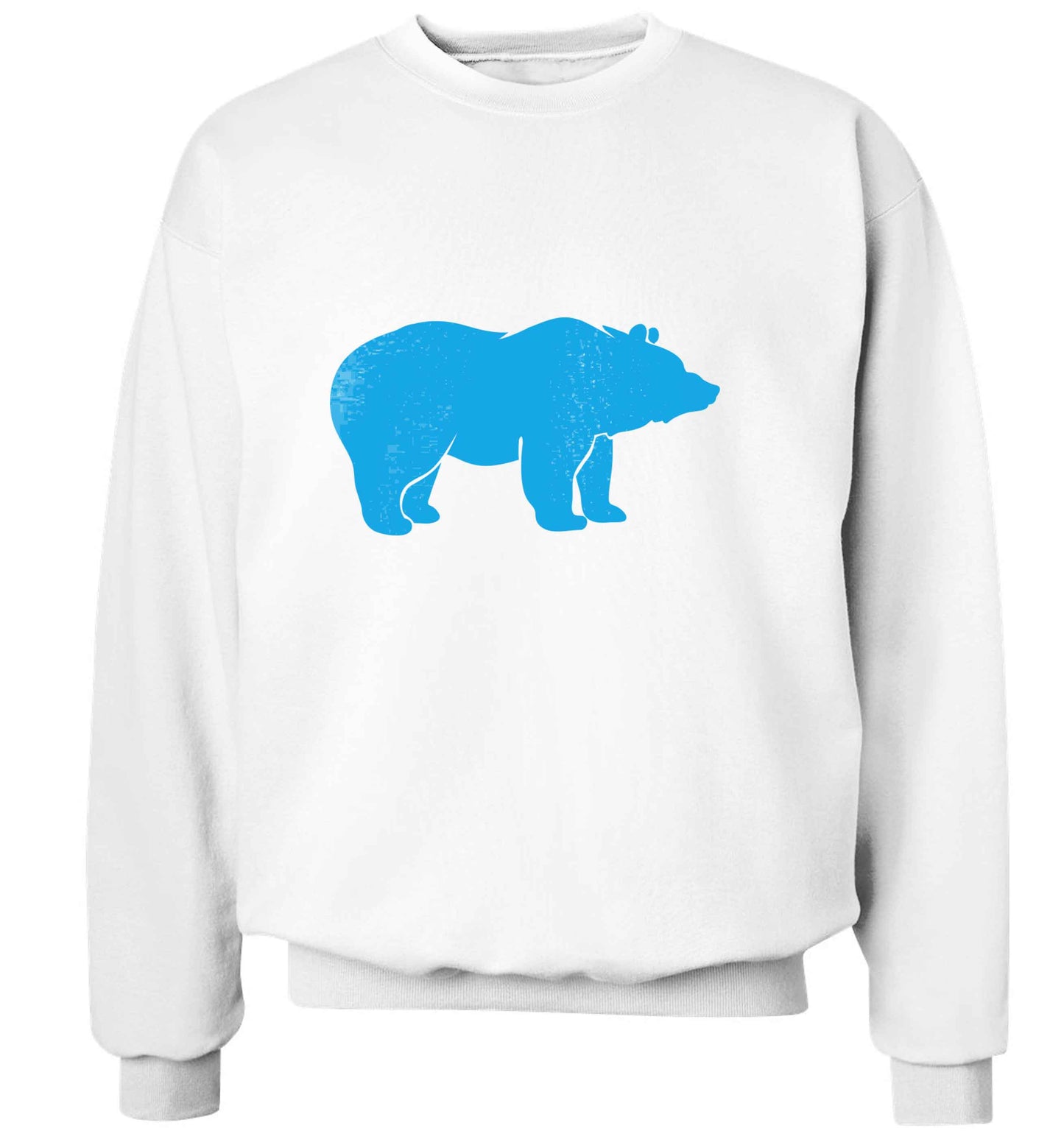 Blue bear adult's unisex white sweater 2XL
