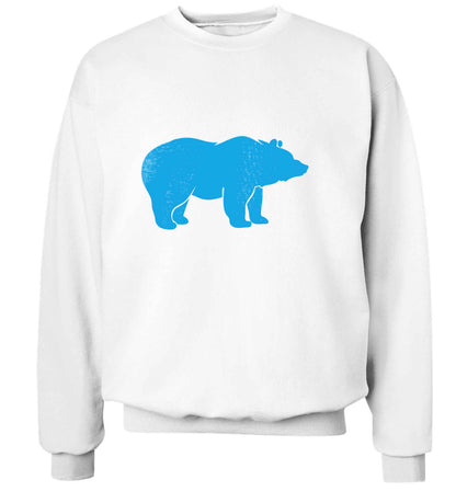 Blue bear adult's unisex white sweater 2XL
