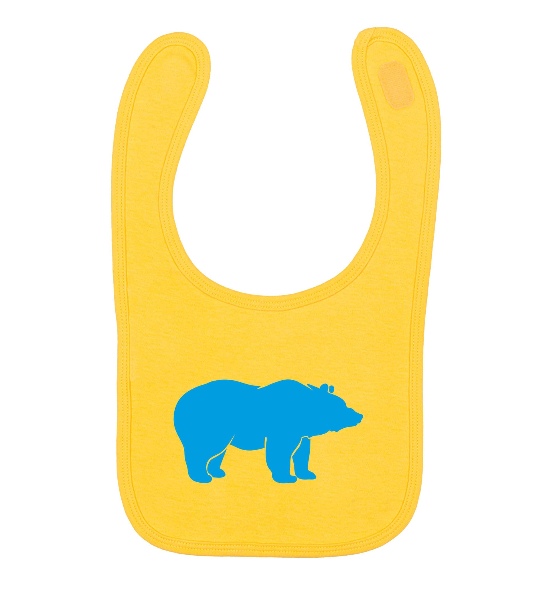 Blue bear yellow baby bib