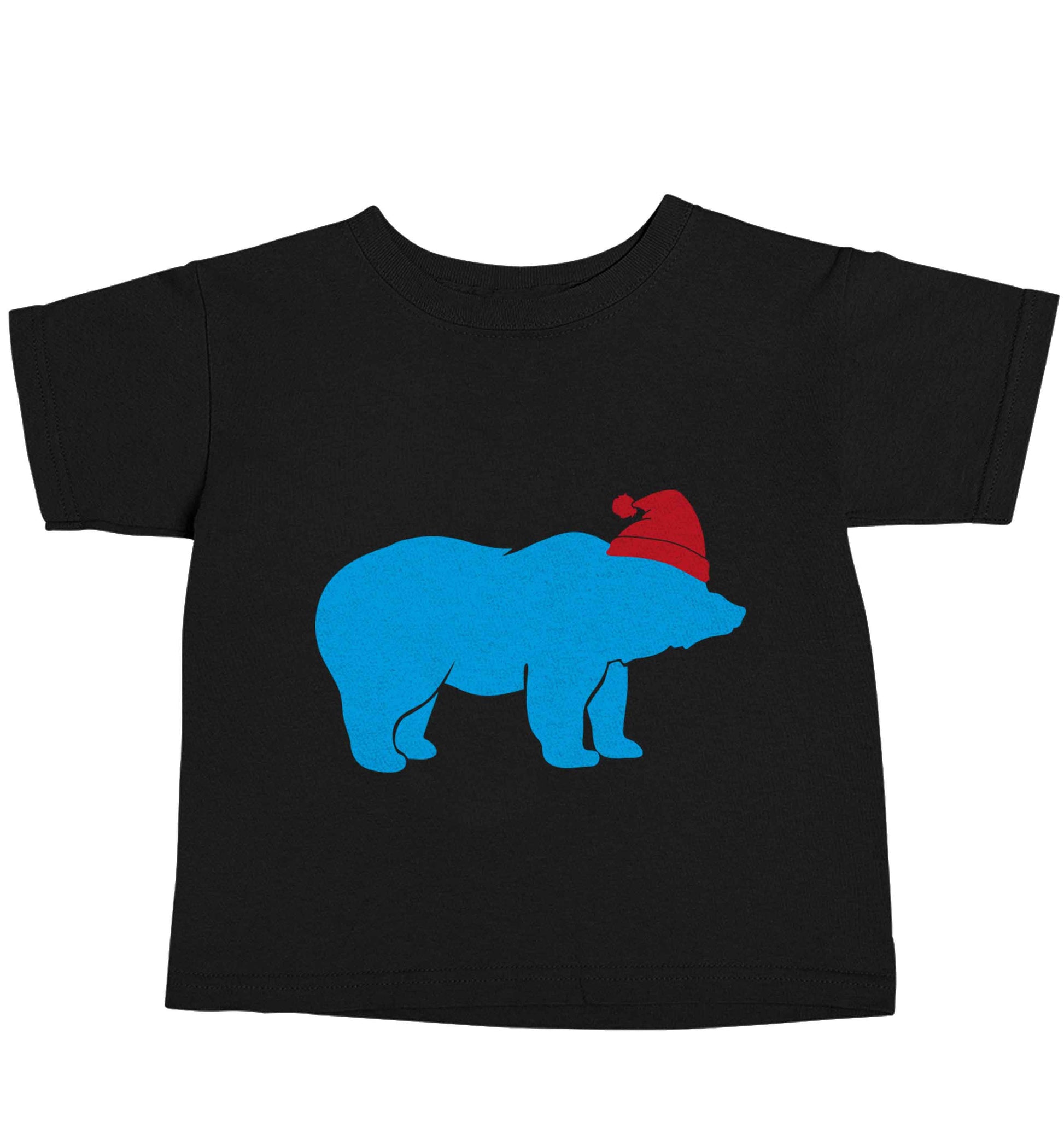 Blue bear Santa Black baby toddler Tshirt 2 years
