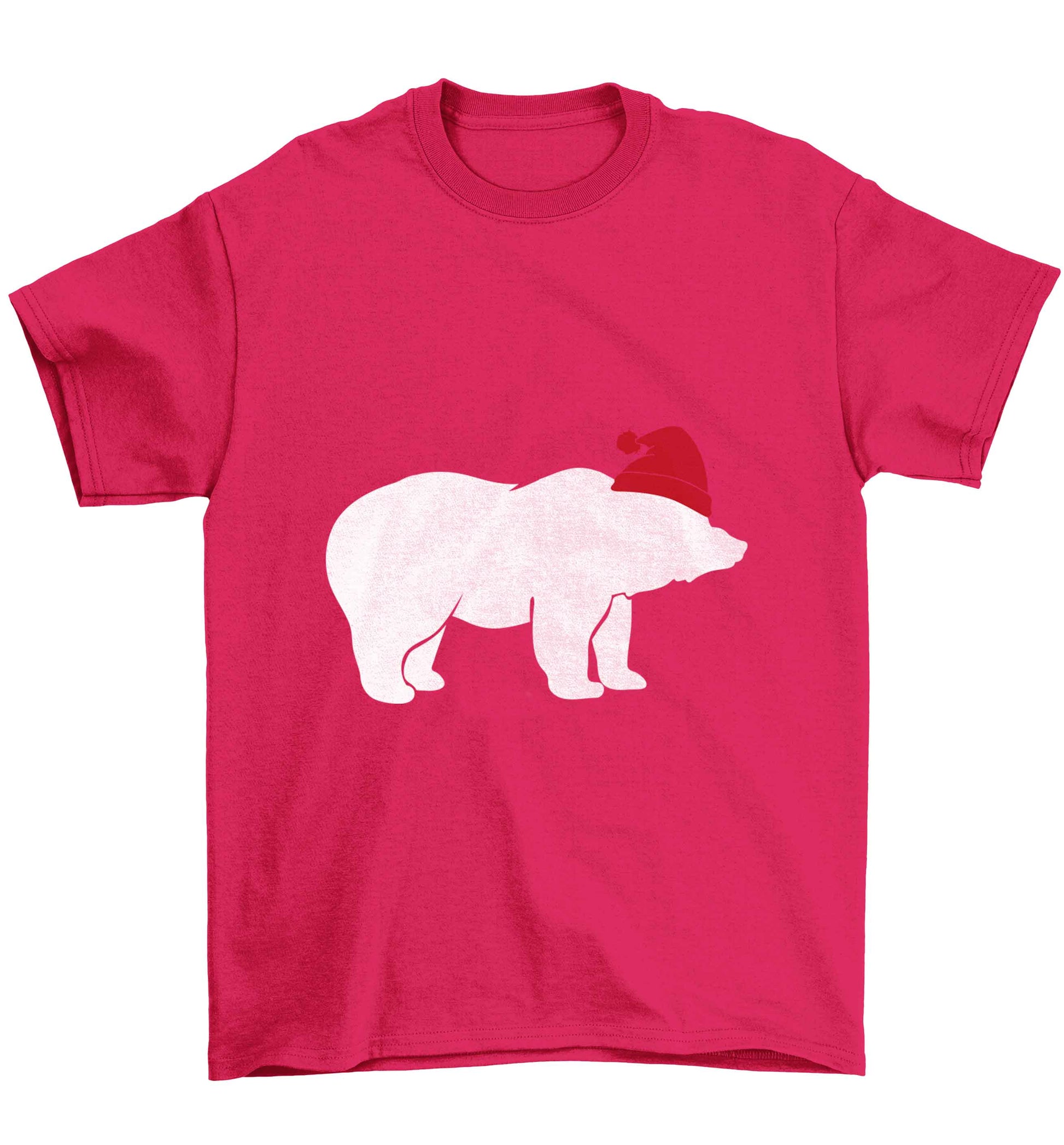 Blue bear Santa Children's pink Tshirt 12-13 Years