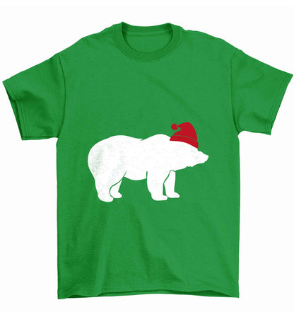 Blue bear Santa Children's green Tshirt 12-13 Years