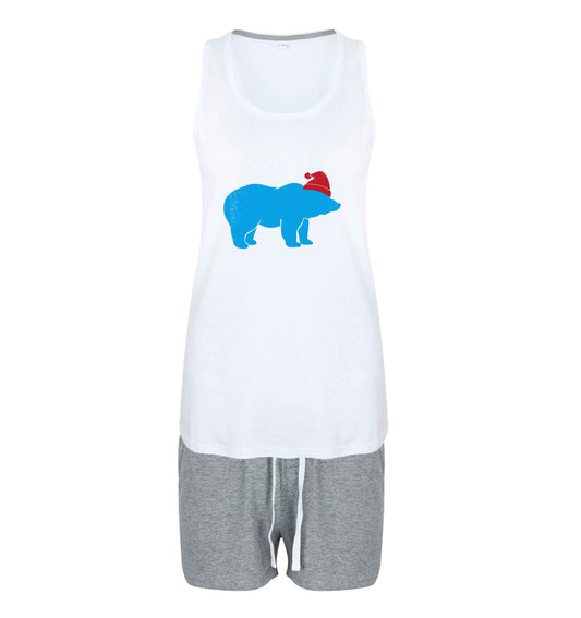 Blue bear Santa size XL women's pyjama shorts set in pink 