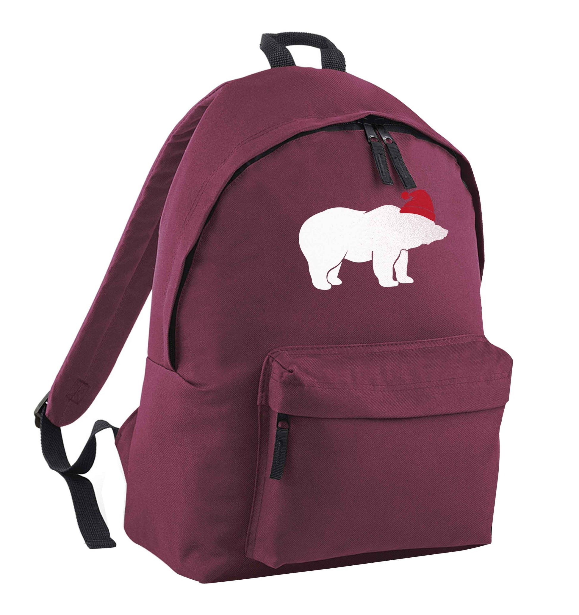 Blue bear Santa maroon adults backpack