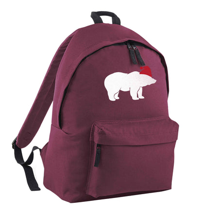Blue bear Santa maroon adults backpack