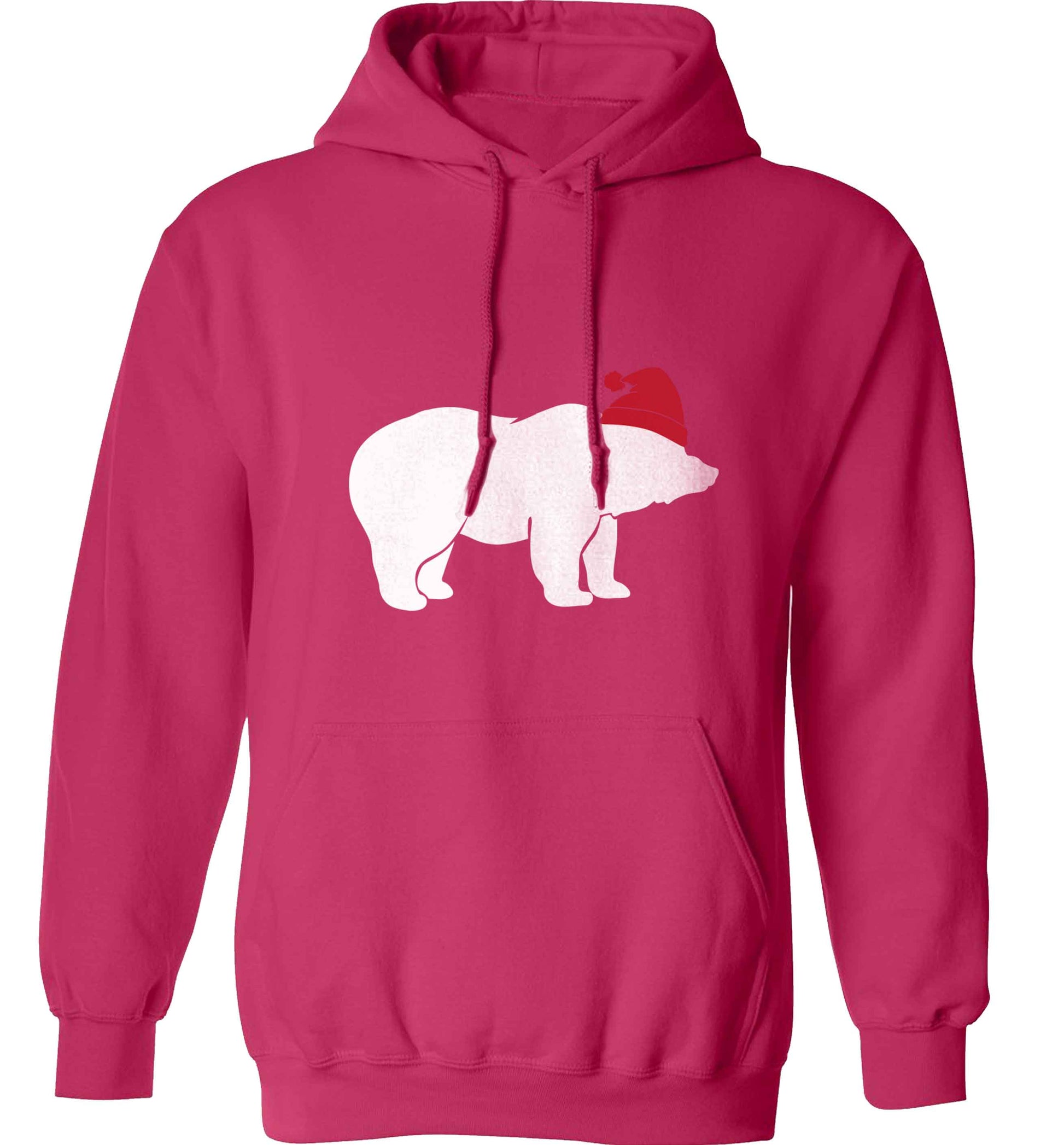 Blue bear Santa adults unisex pink hoodie 2XL