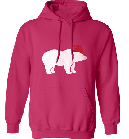 Blue bear Santa adults unisex pink hoodie 2XL