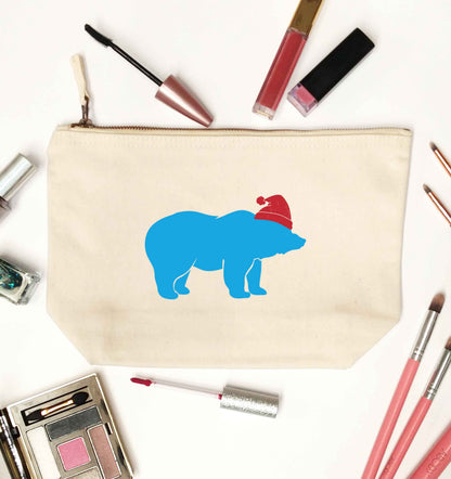 Blue bear Santa natural makeup bag