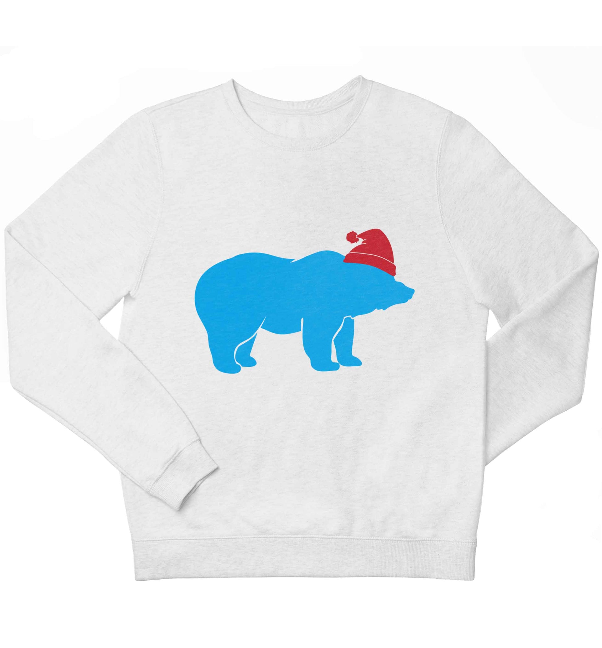 Blue bear Santa children's white sweater 12-13 Years