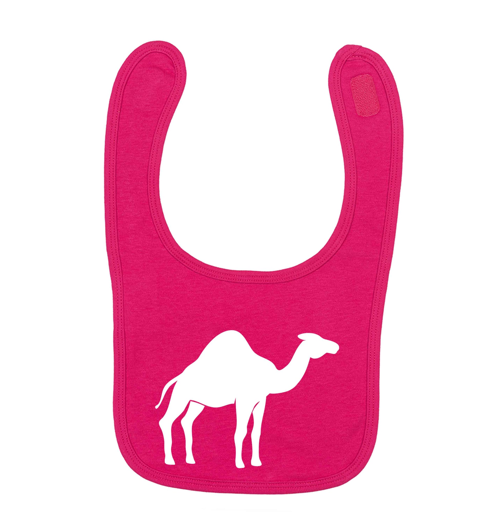 Blue camel dark pink baby bib