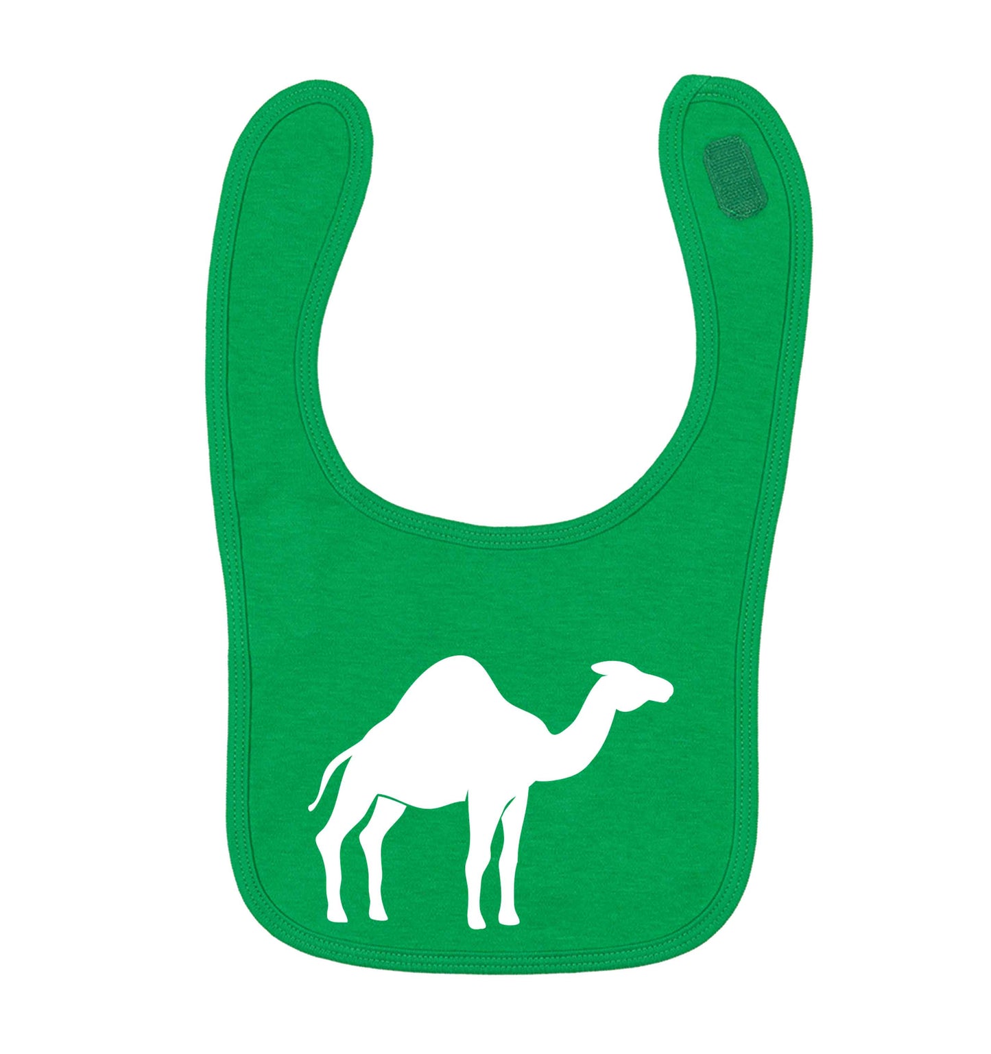 Blue camel green baby bib