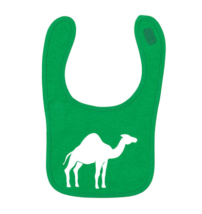 Blue camel green baby bib