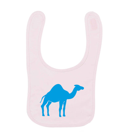 Blue camel pale pink baby bib