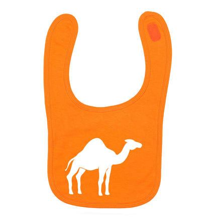 Blue camel orange baby bib