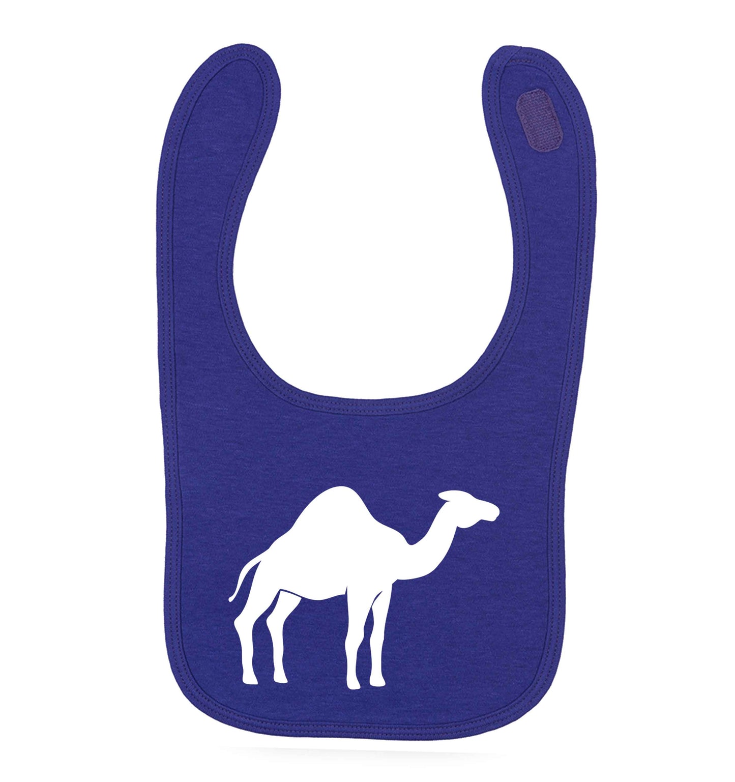 Blue camel purple baby bib