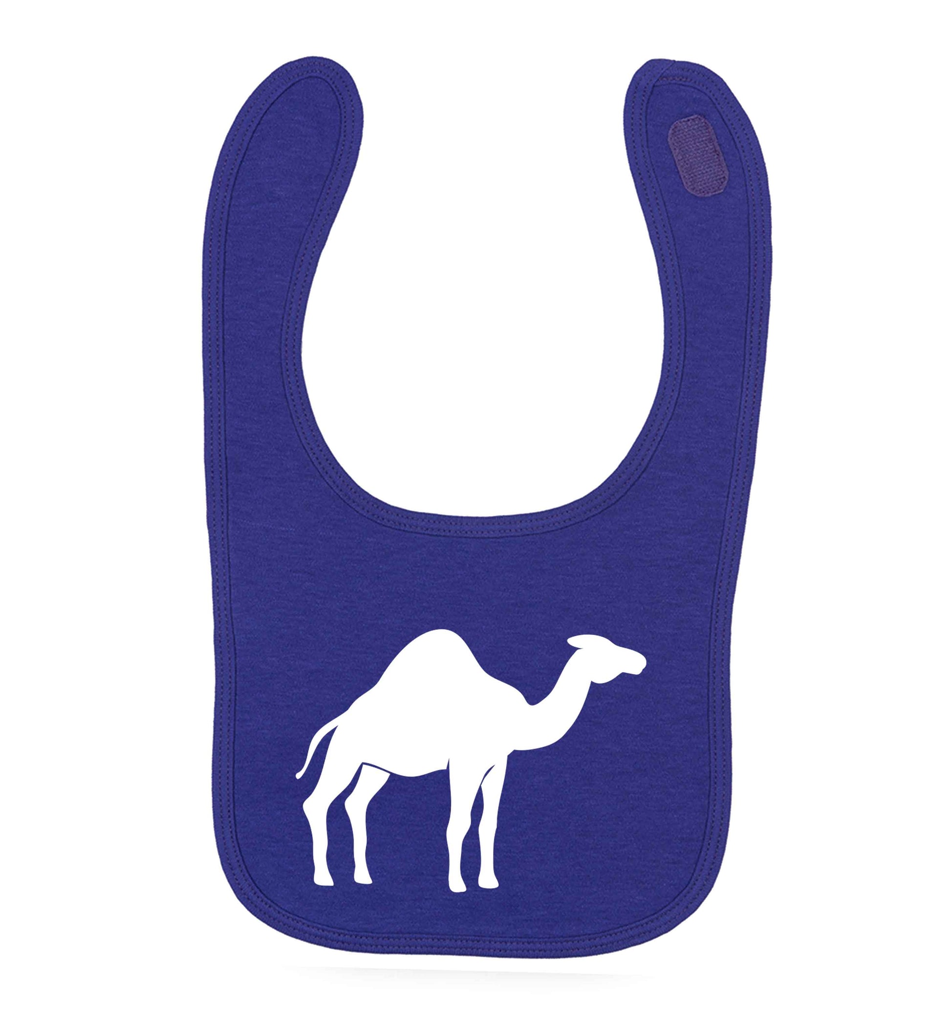 Blue camel purple baby bib