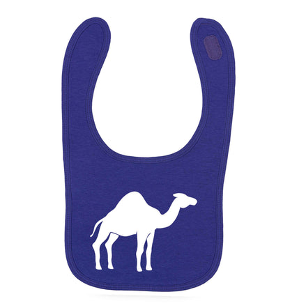 Blue camel purple baby bib