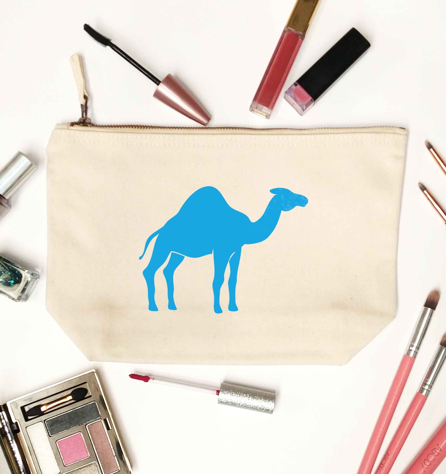 Blue camel natural makeup bag