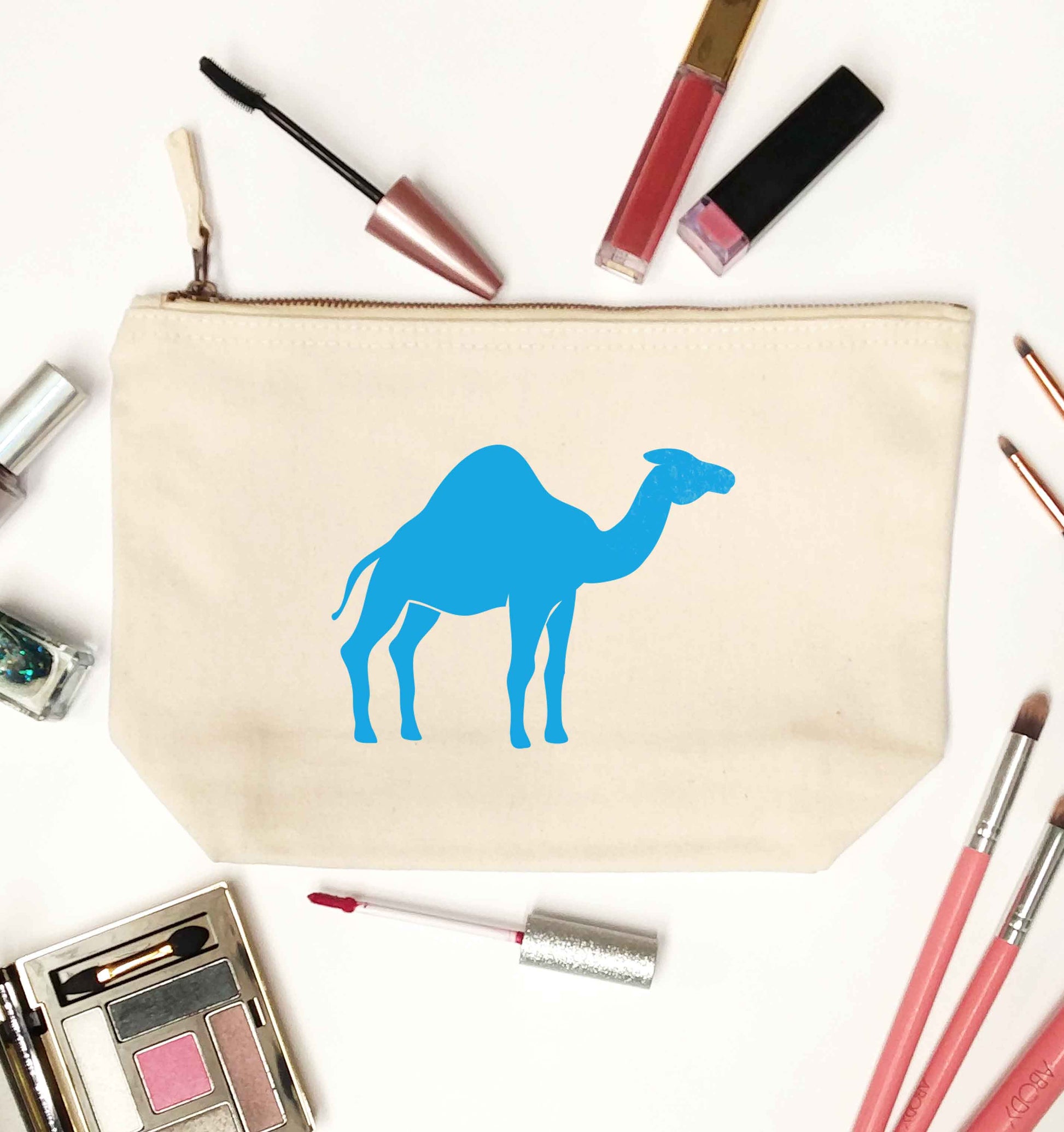 Blue camel natural makeup bag
