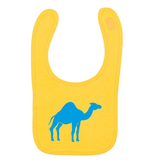 Blue camel yellow baby bib