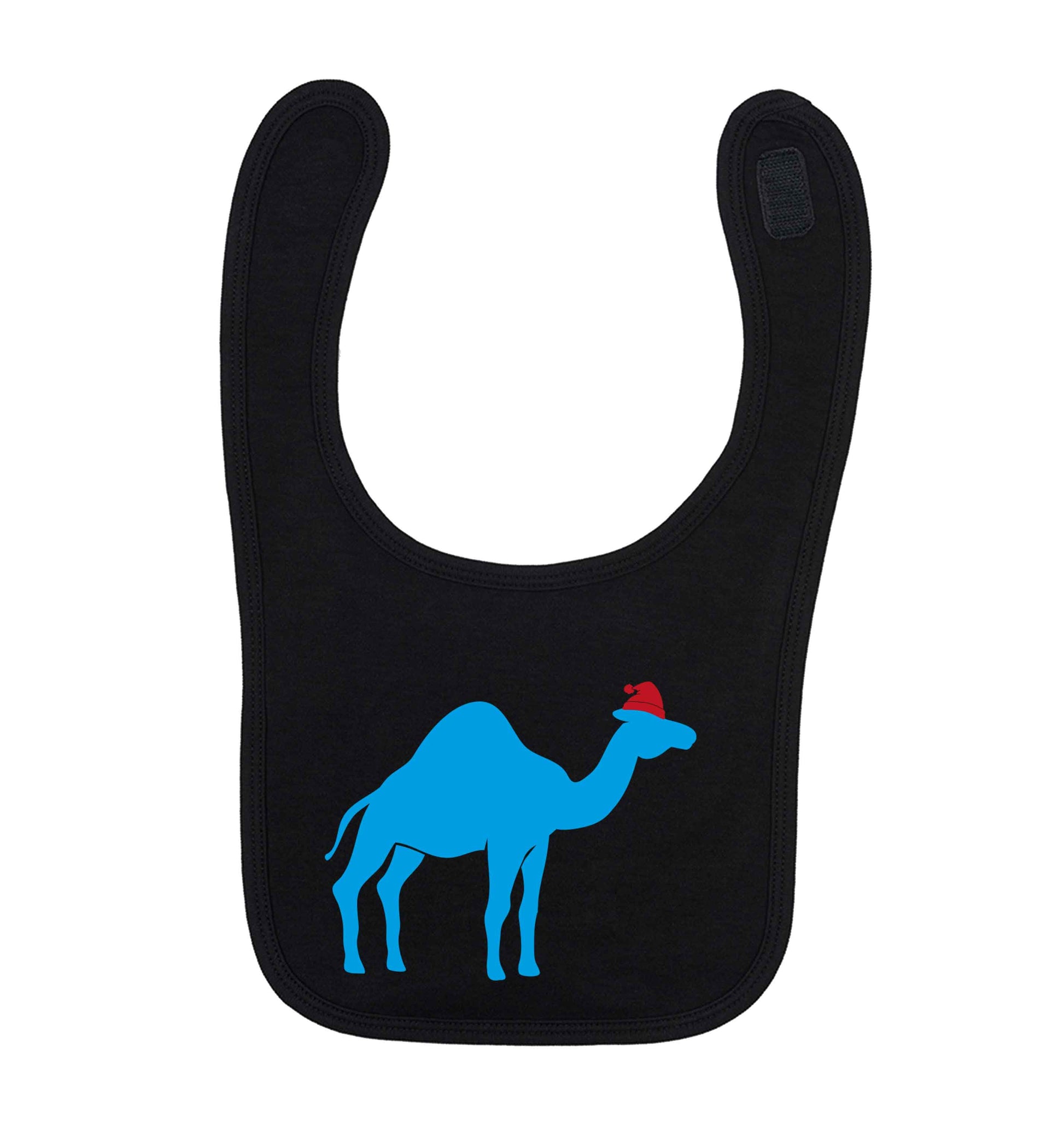 Blue camel santa black baby bib