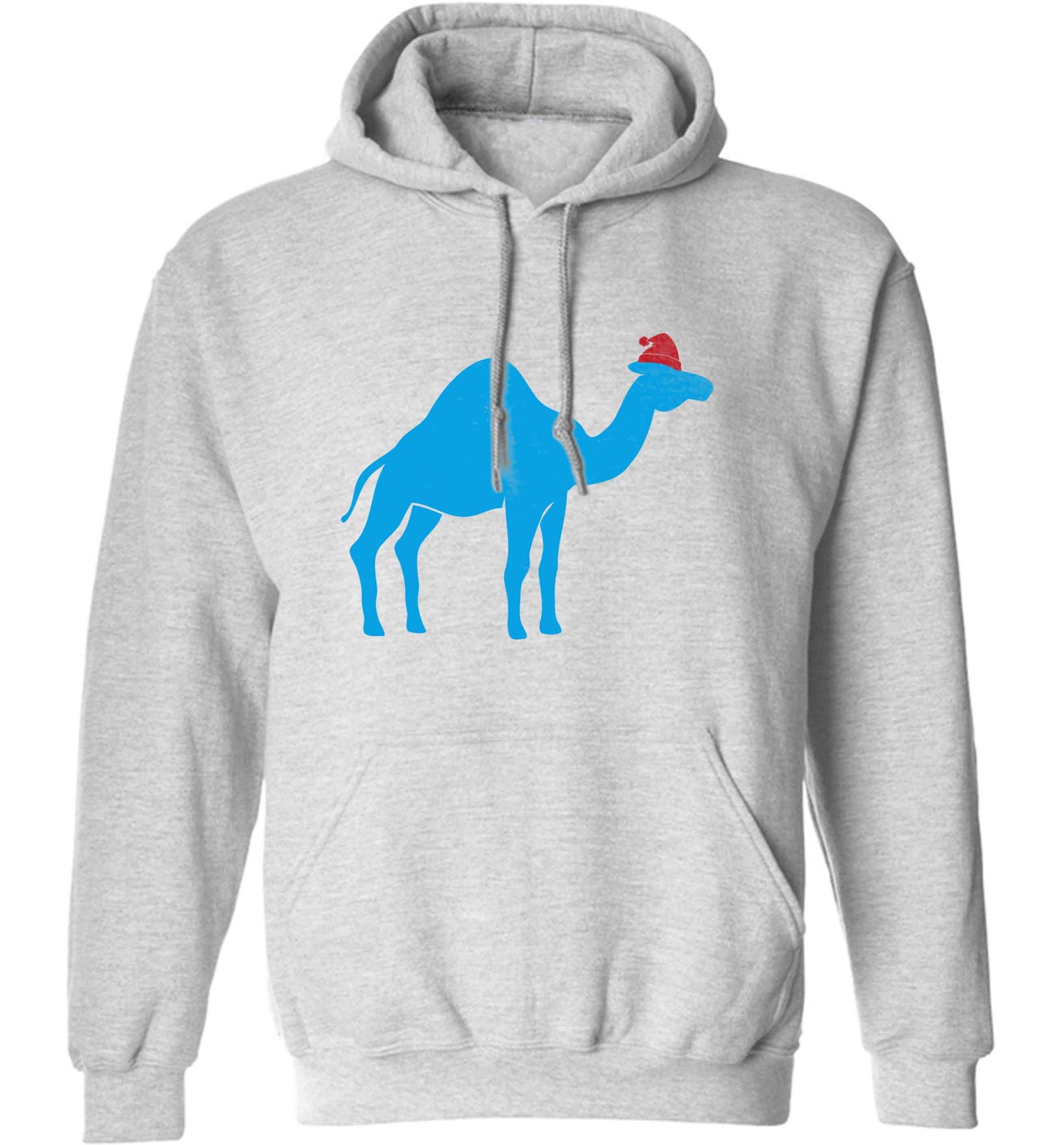 Blue camel santa adults unisex grey hoodie 2XL