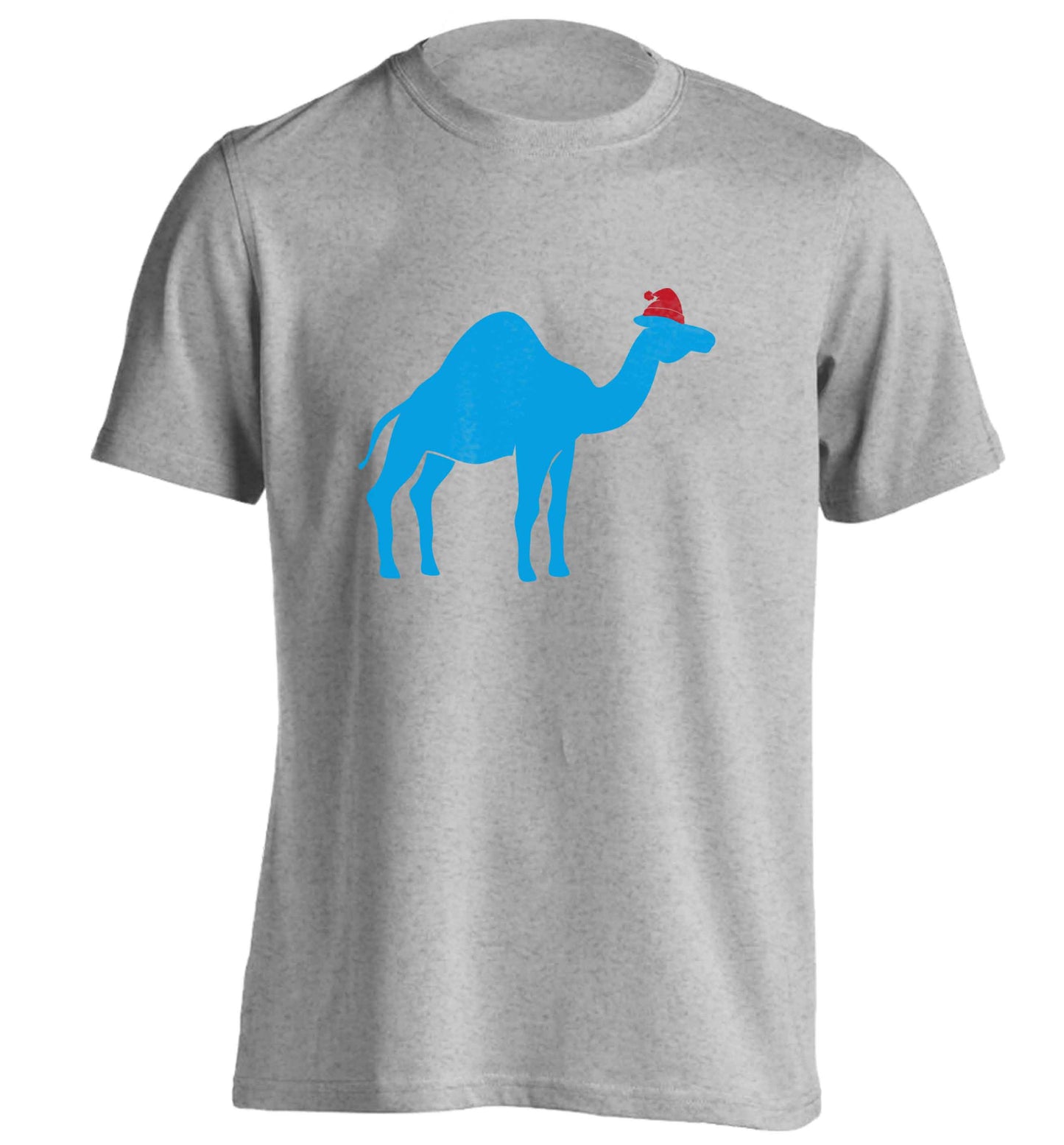 Blue camel santa adults unisex grey Tshirt 2XL