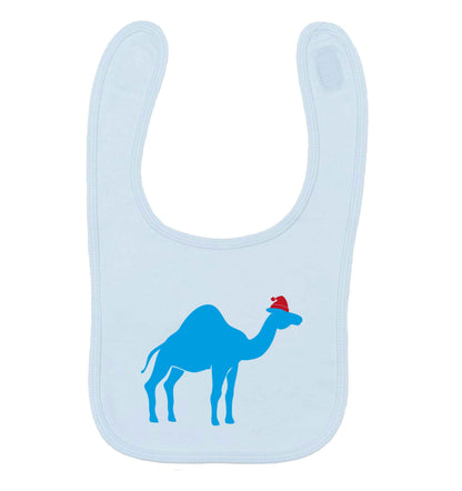 Blue camel santa pale blue baby bib