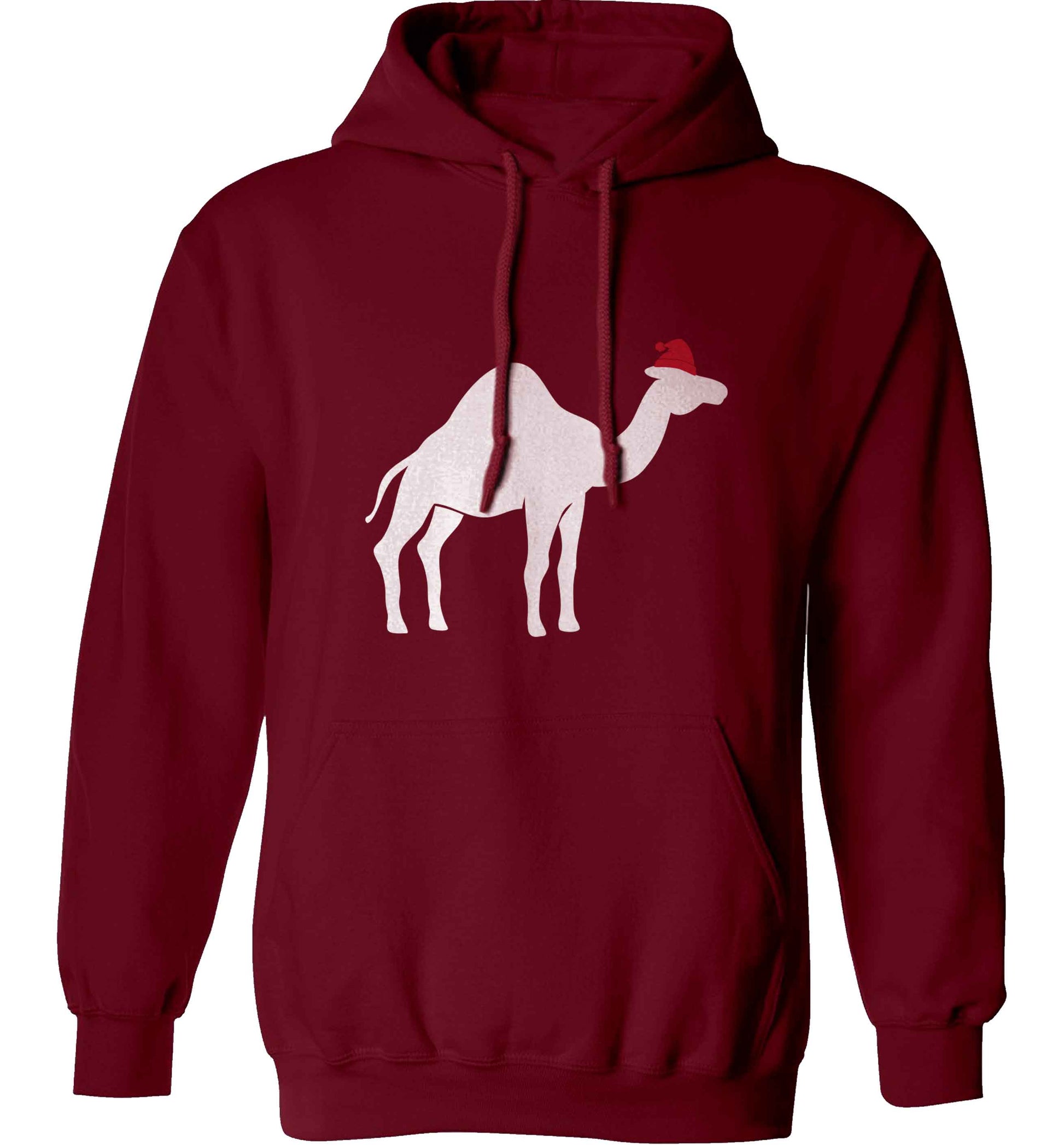 Blue camel santa adults unisex maroon hoodie 2XL
