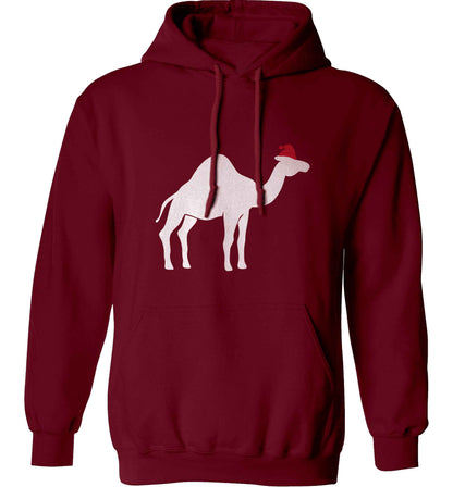 Blue camel santa adults unisex maroon hoodie 2XL
