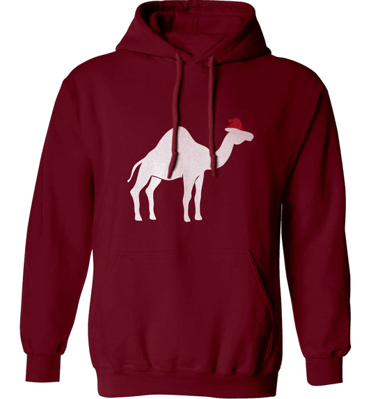 Blue camel santa adults unisex maroon hoodie 2XL