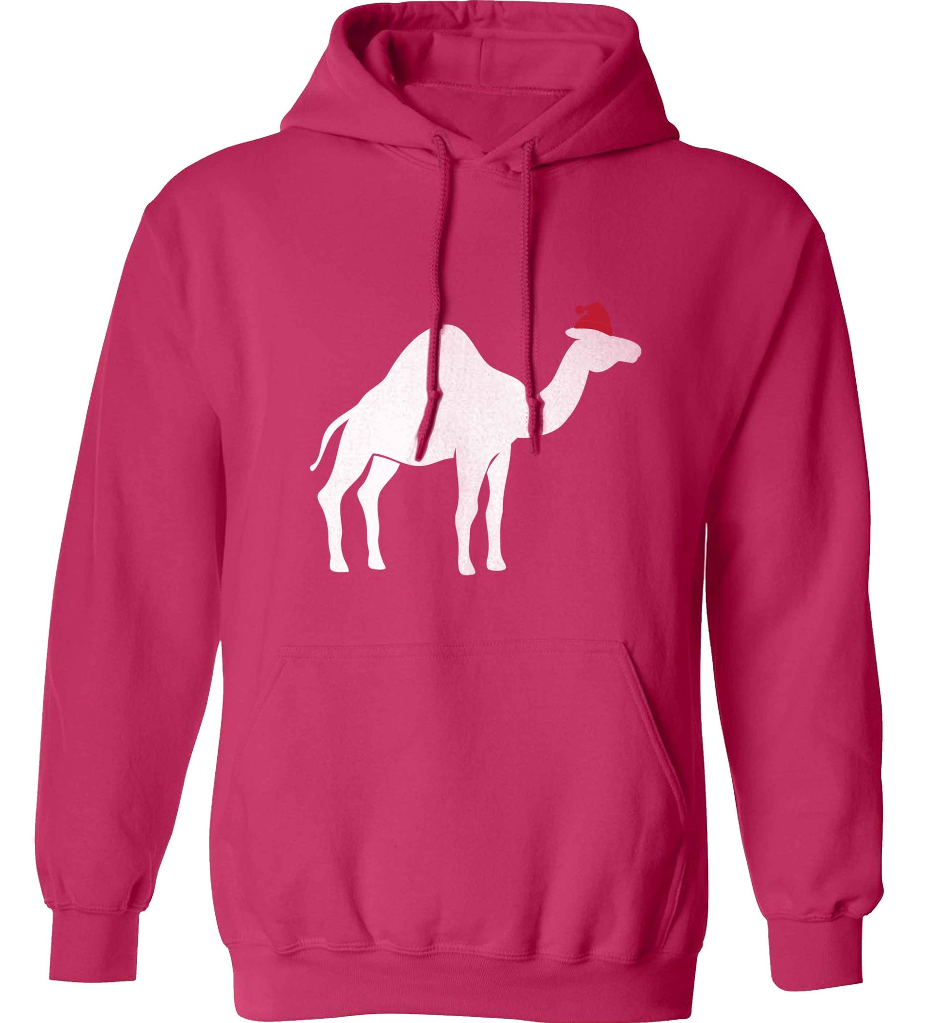 Blue camel santa adults unisex pink hoodie 2XL